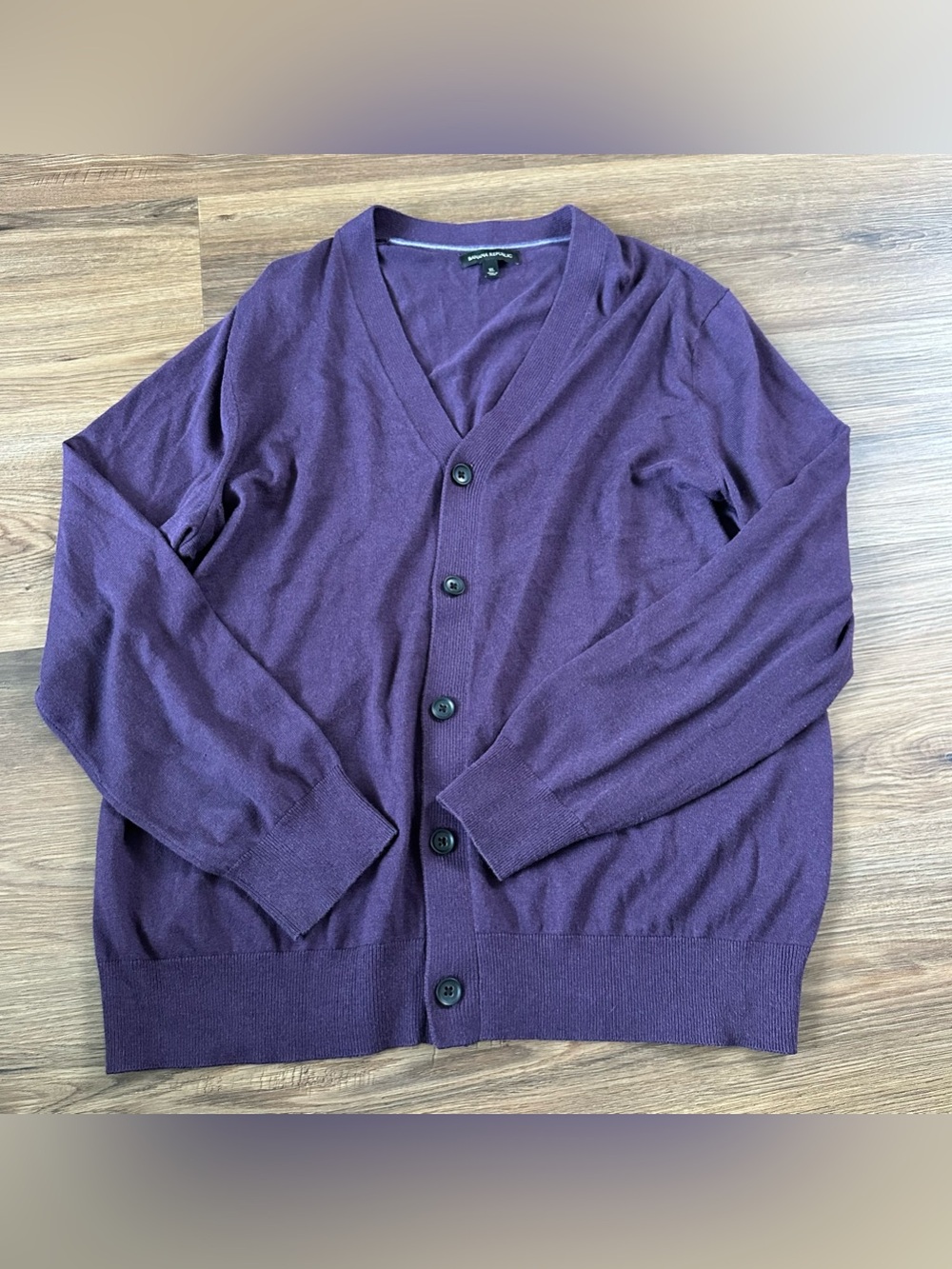 Banana Republic Silk Cashmere Button Cardigan Sweater Purple Men XL Grandpa